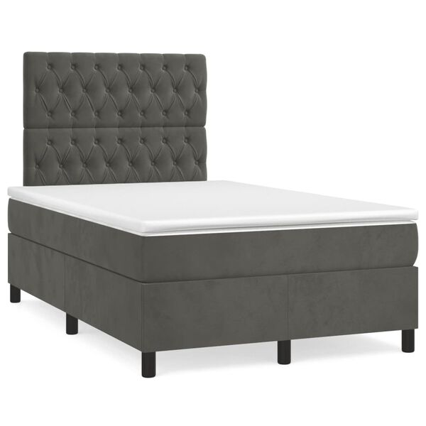 vidaXL Box spring postel s matrac&iacute; tmavě &scaron;ed&yacute; 120x190 cm samet