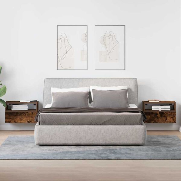 vidaXL N&aacute;stěnn&eacute; nočn&iacute; stolky 2 ks hněd&yacute; dub 45x26x28,5 cm