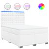 vidaXL Box spring postel s matrac&iacute; b&iacute;l&aacute; 140x200 cm uměl&aacute; kůže