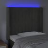 vidaXL Čelo postele s LED tmavě šedé 83 x 16 x 118/128 cm samet