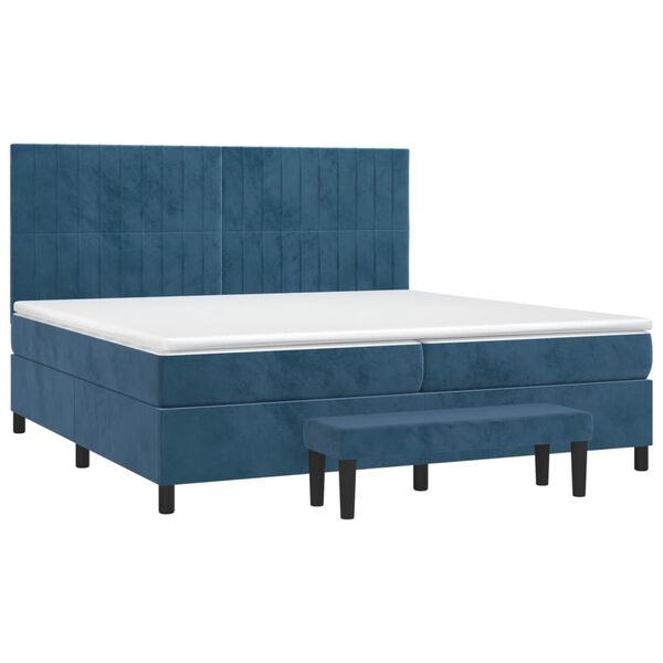 vidaXL Box spring postel s matrac&iacute; tmavě modr&aacute; 200x200 cm samet