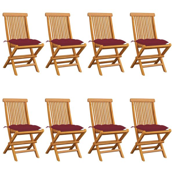 vidaXL Zahradn&iacute; židle s v&iacute;nov&yacute;mi podu&scaron;kami 8 ks masivn&iacute; teak