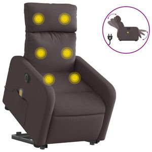 vidaXL Elektrick&eacute; zvedac&iacute; mas&aacute;žn&iacute; polohovac&iacute; křeslo tmavě hněd&eacute; textil