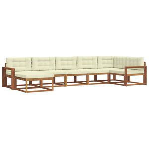 vidaXL Venkovn&iacute; pohovkov&aacute; souprava 7 pcs Přirozen&aacute; a Kr&eacute;mov&aacute;