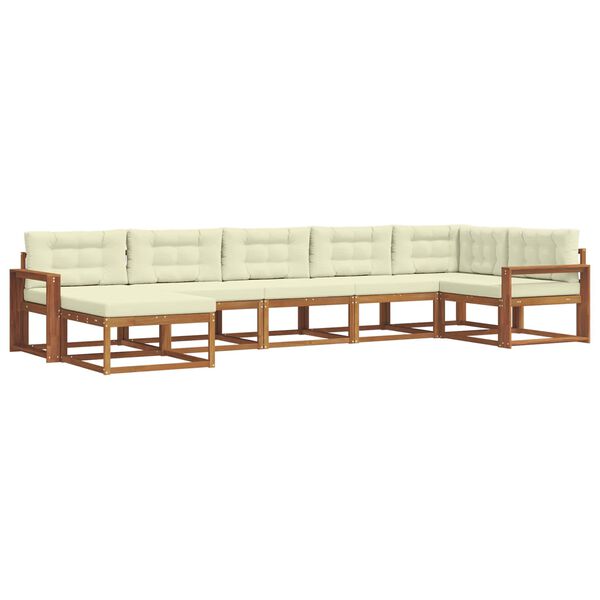 vidaXL Venkovn&iacute; pohovkov&aacute; souprava 7 pcs Přirozen&aacute; a Kr&eacute;mov&aacute;