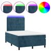 vidaXL Box spring postel s matrac&iacute; a LED tmavě modr&aacute; 120x200 cm samet