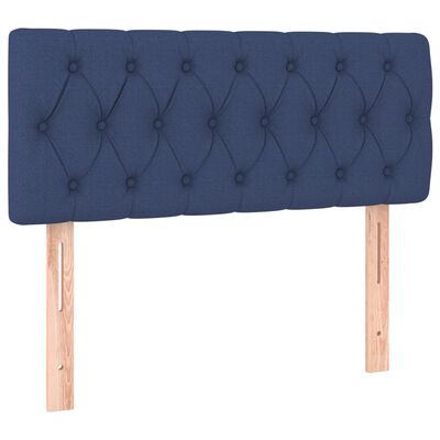 vidaXL Box spring postel s matrací a LED modrá 90x200 cm textil