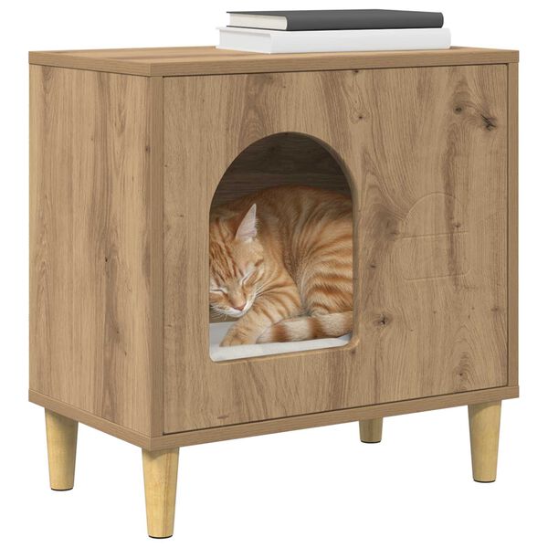 vidaXL Kočič&iacute; dům Uměleck&yacute; dub 51 x 30 x 52 cm kompozitn&iacute; dřevo