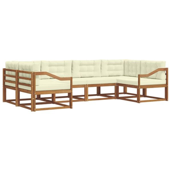 vidaXL Venkovn&iacute; pohovkov&aacute; souprava 6 pcs Přirozen&aacute; a Kr&eacute;mov&aacute;