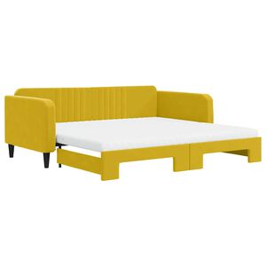 vidaXL V&aacute;lenda s přist&yacute;lkou a matracemi žlut&aacute; 100 x 200 cm samet