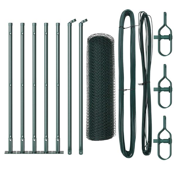 vidaXL Plotový sloupek. Zelená 10 x 0,5 m (25 mm síť) Ocel a PVC