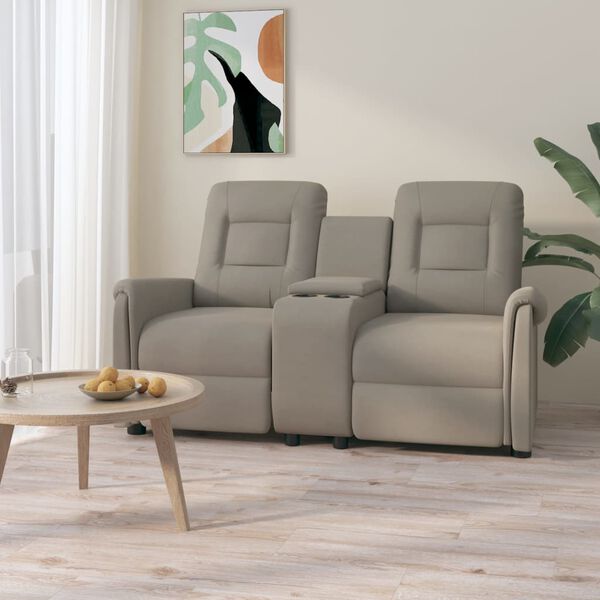 vidaXL 2m&iacute;stn&eacute; mas&aacute;žn&iacute; polohovac&iacute; křeslo s drž&aacute;kem n&aacute;pojů světle &scaron;ed&eacute;