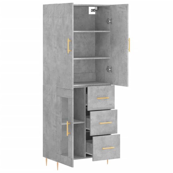 vidaXL Skř&iacute;ň highboard betonově &scaron;ed&aacute; 69,5x34x180 cm kompozitn&iacute; dřevo