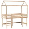 vidaXL Patrová postel s žebříkem a střechou 90 x 190 cm borovice