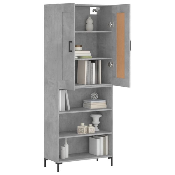 vidaXL Skř&iacute;ň highboard betonově &scaron;ed&aacute; 69,5x34x180 cm kompozitn&iacute; dřevo