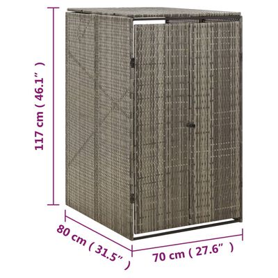 vidaXL Přístřešek na popelnici šedý 70 x 80 x 117 cm polyratan