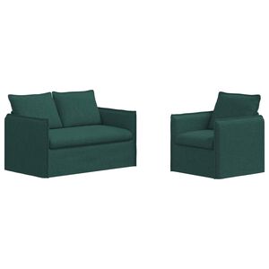 vidaXL Set pohovek 2 ks Tmavě zelen&aacute; Textil