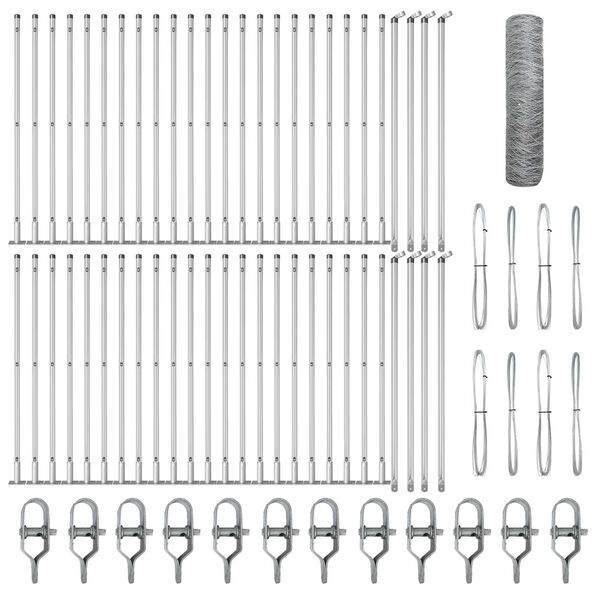 vidaXL Plotov&yacute; sloupek. Stř&iacute;brn&aacute; 100 x 1 m (36 mm s&iacute;ťovina) Ocel