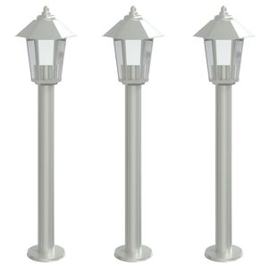 vidaXL Venkovn&iacute; stojac&iacute; lampy 3 ks stř&iacute;brn&eacute; 80 cm nerezov&aacute; ocel