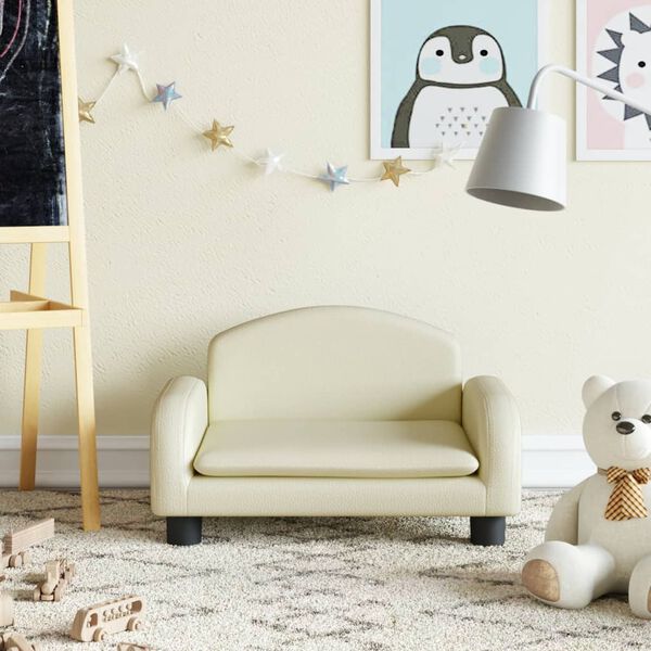 vidaXL Dětská pohovka krémová 50 x 40 x 30 cm umělá kůže