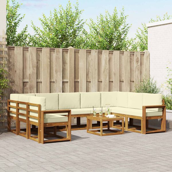 vidaXL Venkovn&iacute; pohovkov&aacute; souprava 10 pcs Přirozen&aacute; a Kr&eacute;mov&aacute;