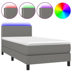 vidaXL Box spring postel s matrac&iacute; a LED tmavě &scaron;ed&aacute; 80 x 200 cm textil