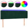 vidaXL Čelo postele s LED tmavě zelen&eacute; 147 x 16 x 78/88 cm samet