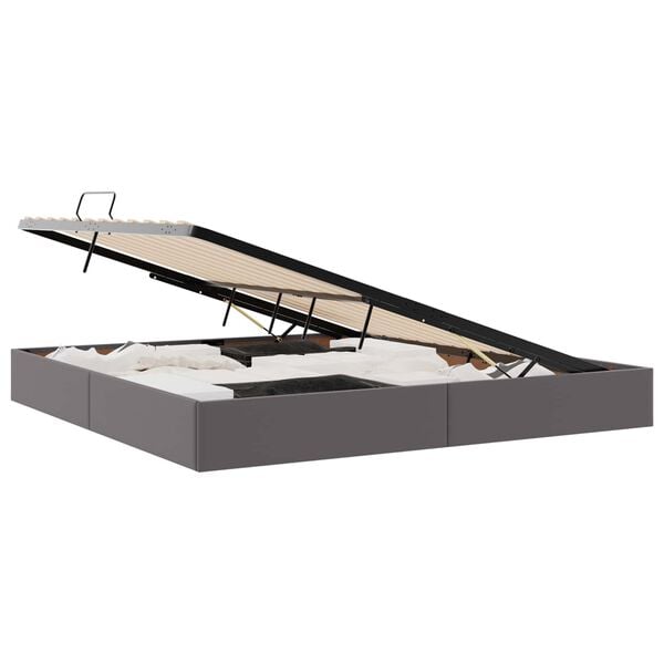 vidaXL Postel s &uacute;ložn&yacute;m prostorem s čelo &Scaron;ed&aacute; 200 x 200 cm Uměl&aacute; kůže