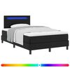 vidaXL Postel s boxspringem s LED p&aacute;sky Čern&aacute; 120 x 190 cm Uměl&aacute; kůže