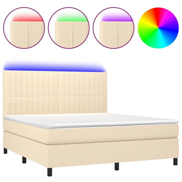 vidaXL Box spring postel s matrac&iacute; a LED kr&eacute;mov&aacute; 160x200 cm textil
