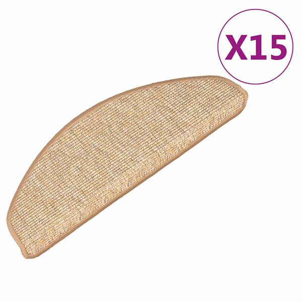 vidaXL Schodov&eacute; rohože 15 ks 65 x 21 x 4 cm světle hněd&eacute;, půlkulat&eacute;, velk&eacute;