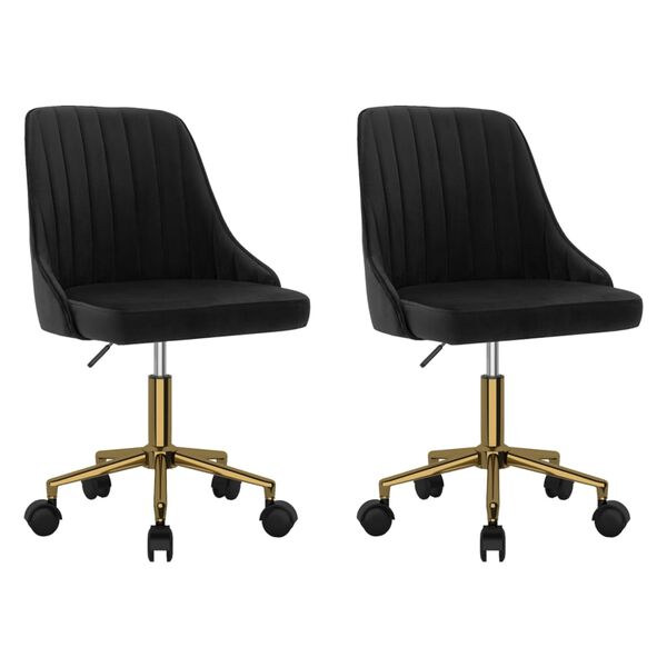 vidaXL Otočn&eacute; j&iacute;deln&iacute; židle 2 ks čern&eacute; samet