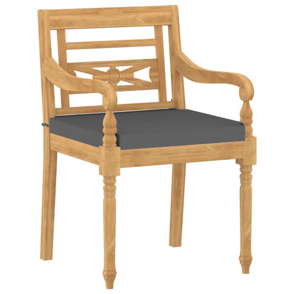 vidaXL Židle Batavia 6 ks s podu&scaron;kami masivn&iacute; teakov&eacute; dřevo