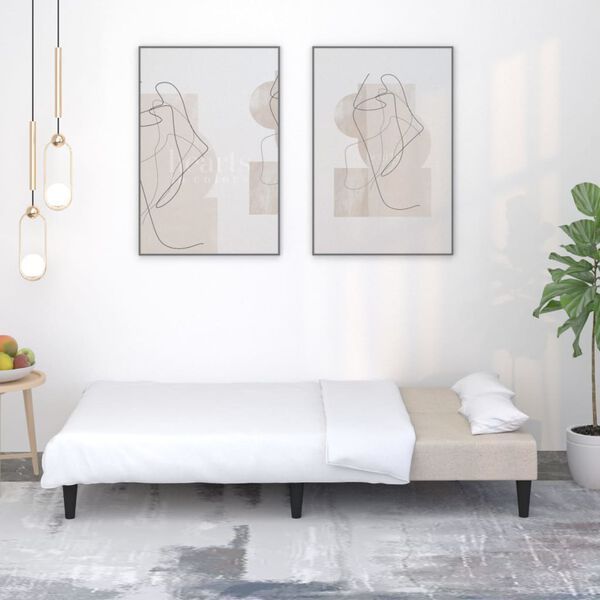 vidaXL 2m&iacute;stn&aacute; rozkl&aacute;dac&iacute; pohovka kr&eacute;mov&aacute; tkanina z mikrovl&aacute;kna