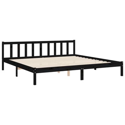 vidaXL Rám postele s čelem černý 180 x 200 cm masivní dřevo
