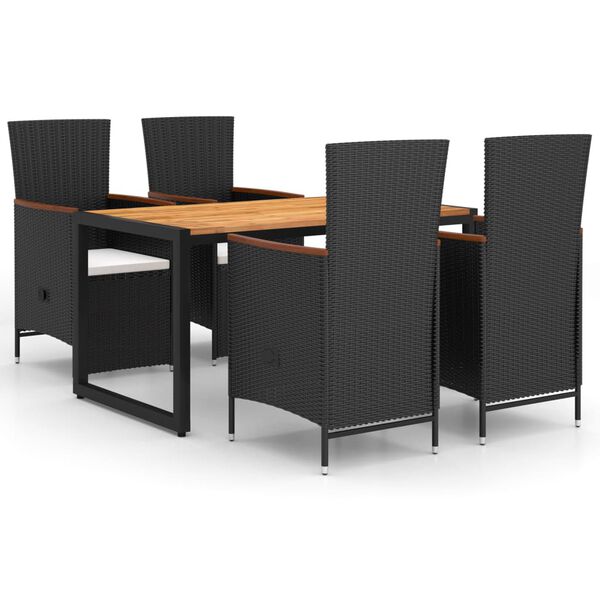 vidaXL 5d&iacute;ln&yacute; zahradn&iacute; j&iacute;deln&iacute; set čern&yacute;