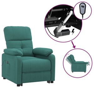 vidaXL Elektrick&eacute; polohovac&iacute; křeslo tmavě zelen&eacute; textil