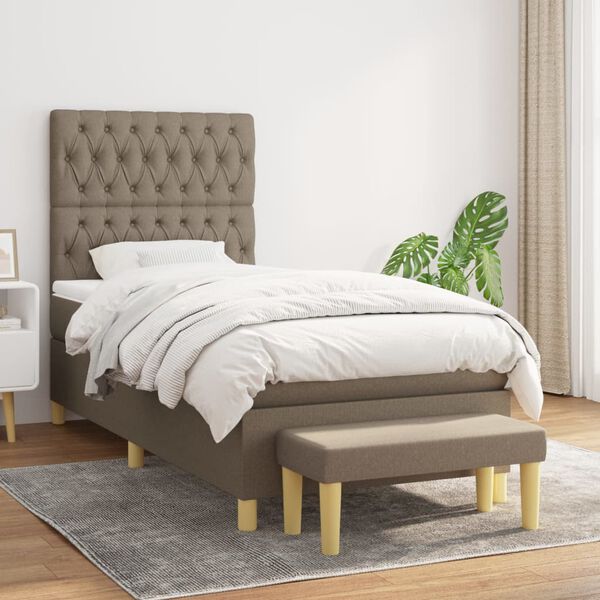 vidaXL Box spring postel s matrac&iacute; taupe 90x190 cm textil