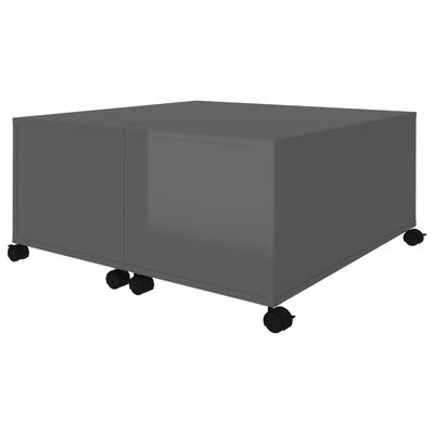 vidaXL Konferenční stolek šedý vysoký lesk 75x75x38 cm dřevotříska