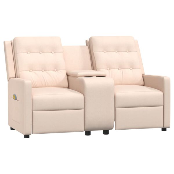 vidaXL 2místné masážní polohovací křeslo s držákem nápojů krémové