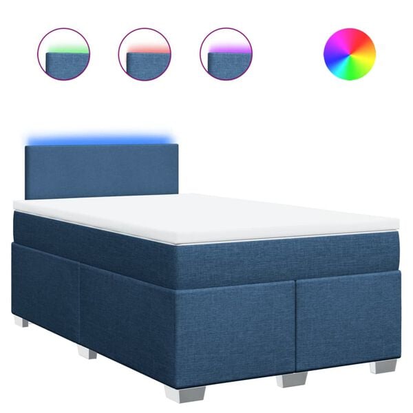 vidaXL Box spring postel s matrac&iacute; modr&aacute; 120x200 cm textil