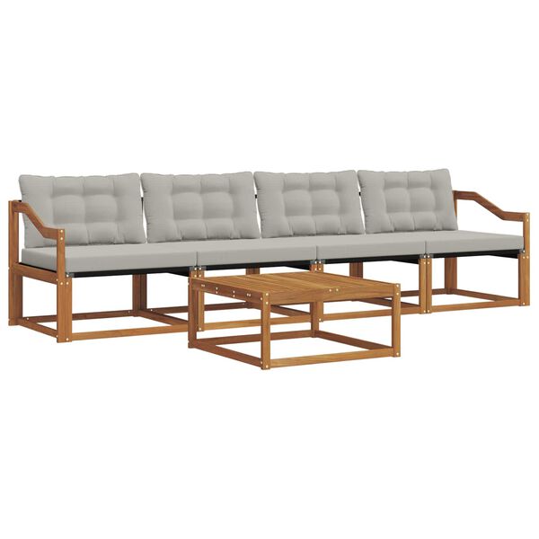 vidaXL Venkovn&iacute; pohovkov&aacute; souprava 5 pcs Př&iacute;rodn&iacute; a světle &scaron;ed&aacute;