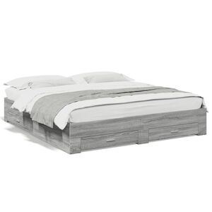 vidaXL R&aacute;m postele se z&aacute;suvkami &scaron;ed&yacute; sonoma 200 x 200 cm kompozit