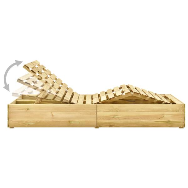 vidaXL Dvojité zahradní lehátko s poduškami impregnovaná borovice