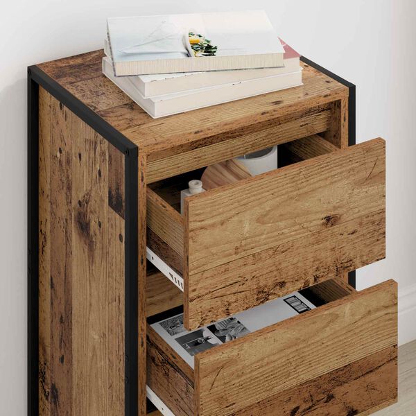 vidaXL Serv&iacute;rovac&iacute; skř&iacute;ň se z&aacute;suvkou Star&eacute; dřevo 42 x 36 x 75.5 cm