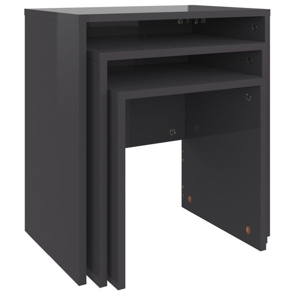 vidaXL Hnízdové konferenční stolky 3 ks šedé vysoký lesk dřevotříska