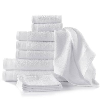 vidaXL 12dílná sada ručníků a osušek bavlna 450 g/m² bílá