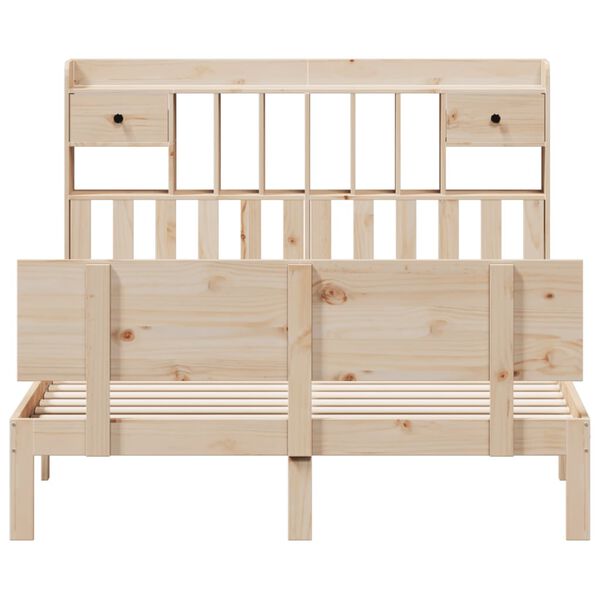 vidaXL Postel s knihovnou bez matrace 140 x 190 cm masivn&iacute; borovice