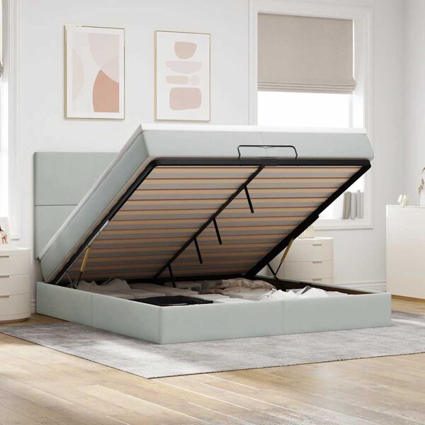 vidaXL Osmansk&yacute; r&aacute;m postele s matrac&iacute;es světle &scaron;ed&aacute; 200x200cm samet