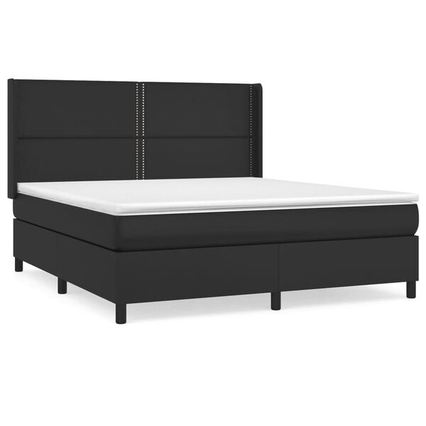 vidaXL Box spring postel s matrac&iacute; čern&aacute; 180x200 cm uměl&aacute; kůže